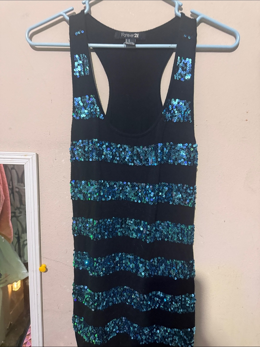 Forever 21 Black Mini Dress with Blue-Green Sequins